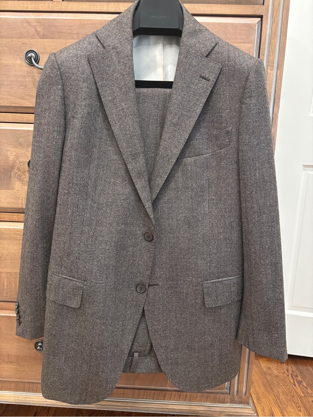 Men's Brown Wool Blend Two-Button Blazer